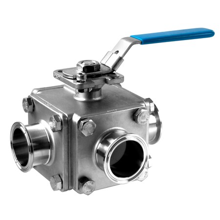 1-1/2 Ball Valve, L Pattern, 3 Way/Clamp Ends - 316SS